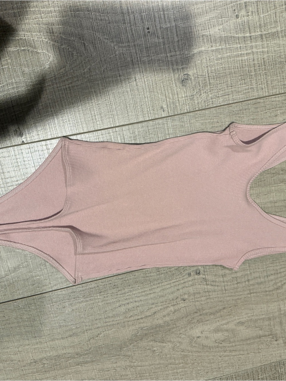 Express Small Ribbed Pink Snap-Front Bodysuit - Picture 4 of 4